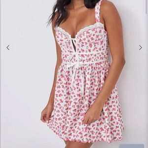 For Love And Lemons White and Pink Mini Dress